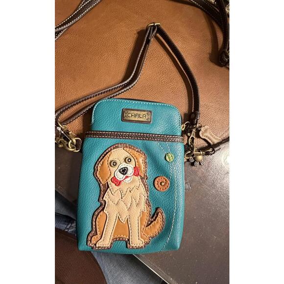 Chala Handbags - Chala Teal Crossbody Bag with Dog